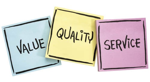 values, quality and service 