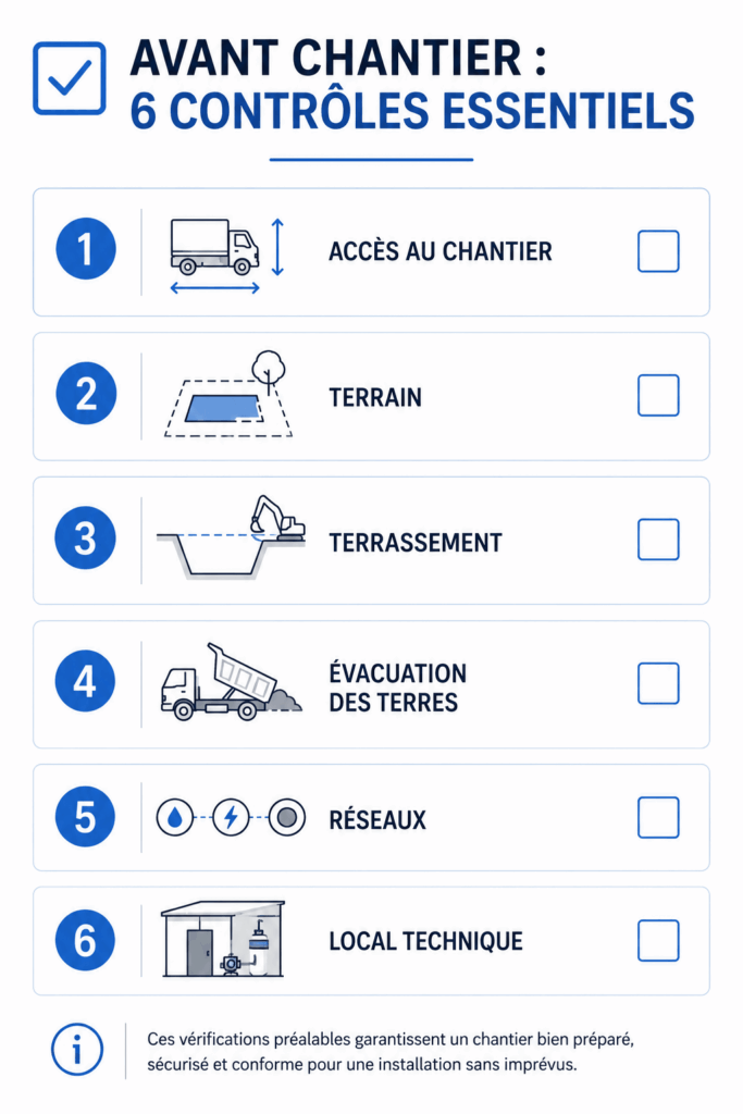 Checklist des six contrôles à effectuer avant un chantier de mini-piscine