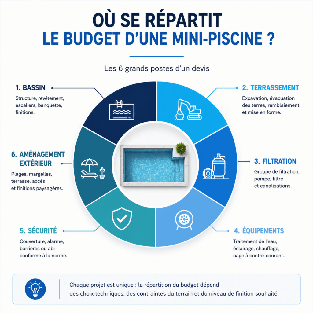 Les six principaux postes du budget d’une mini-piscine