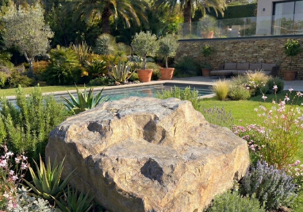 Rocher entier piscine