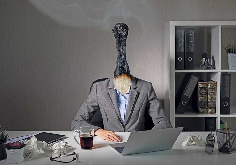 Conceptual photo illustrating burnout syndrome at work