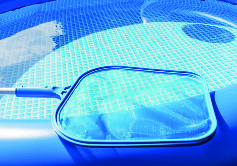 Cleaning and maintenance swimming pool with cleaning net, blue s